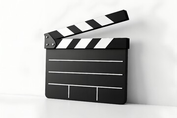 Classic Black And White Clapperboard Isolated On Clean White Background Representing Filmmaking And Cinema Industry, clapperboard, clapboard, film slate, movie slate, cinema, filmmaking, film industry
