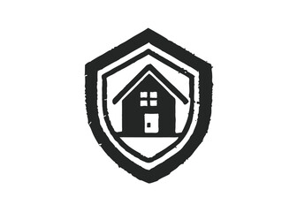 Black and white Home with clock icon for security logo design vector template illustration