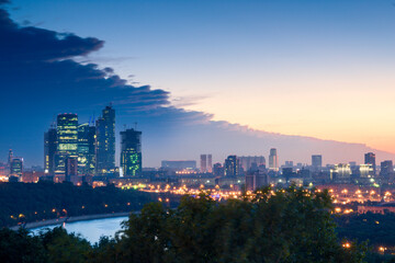 The pre-dawn mesmerizing urban landscape of Moscow in summer