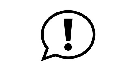 Urgent alert message in a bold black speech bubble design, simple and direct communication.