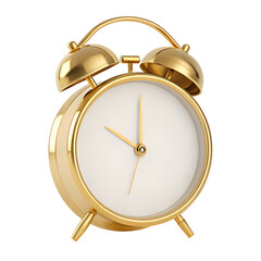 Elegant gold alarm clock showing time isolated transparent background this stylish timepiece is perfect for concepts of time management deadlines and luxury