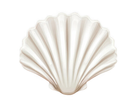 White sea shell with fine ridges and elegant curved design