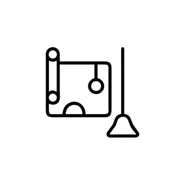 recommend clip art: Pool Table Billiards Equipment And Cue Stick Outline Icon For Game Room Design Minimalist Black And White
