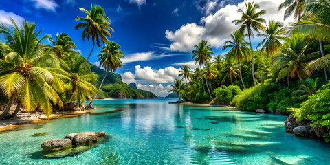 A tropical oasis with an endless sea of blue water