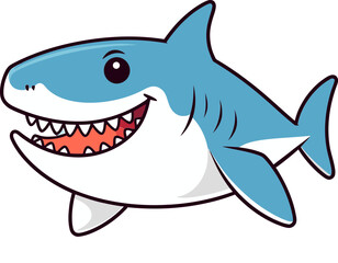 Obraz premium Shark Swimming in Coral Reef Shark with Curved Tail PNG