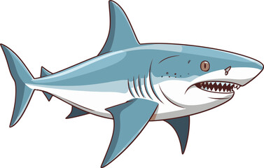 Naklejka premium Shark for Environmental Awareness Shark with Teeth Bared for Impact
