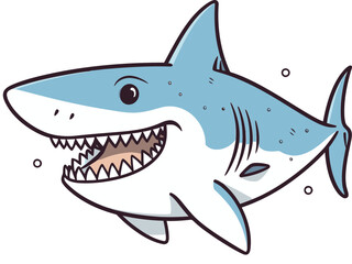 Fototapeta premium Shark Illustration for Ocean Protection Shark in Deep Blue Ocean