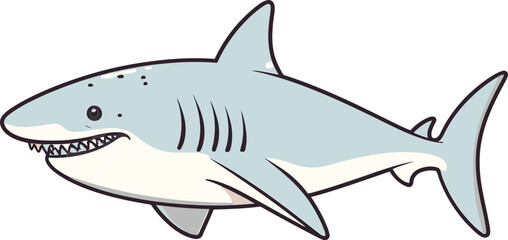 Fototapeta premium Shark with Detailed Teeth Design Shark Illustration for Ocean Protection