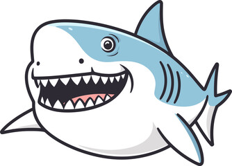 Obraz premium Shark with Gliding Fins and Tail Shark Illustration for Fishing Designs