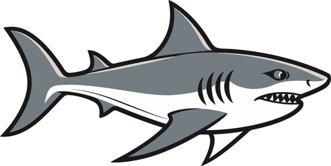 Obraz premium Shark Swimming Through Waves Shark in the Sea with Bright Teeth