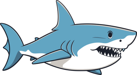 Fototapeta premium Shark with Teeth and Tail Shark Swimming in Coral Reef