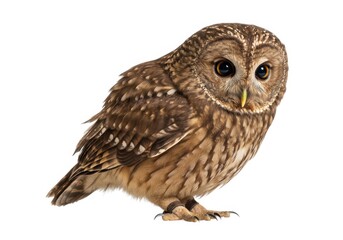 Naklejka premium Isolated owl bird of prey wildlife animal cute feathered isolated on white background