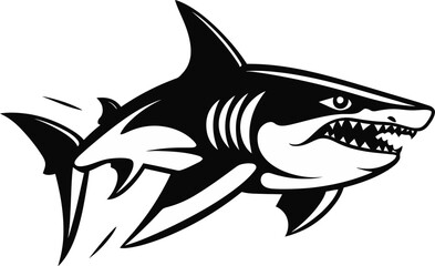 Obraz premium Shark for Summer Wildlife Designs Shark with Tail and Fins Raised