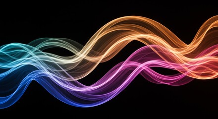 Abstract Light Wave Symphony - Fluid, vibrant energy, graceful motion, colorful spectrum, dynamic flow. Symbolizing creativity, innovation, technology, harmony, and movement