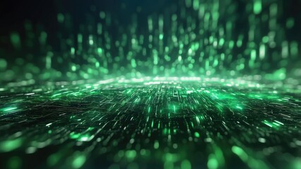 Abstract digital background featuring a cascade of green binary code