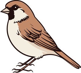 Obraz premium Sparrow in the Garden Design Sparrow with Green Background