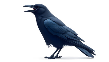 Fototapeta premium Realistic Black Crow Illustration on White Background