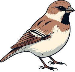 Sparrow Flying Above Cityscape Sparrow with Soft Feather Illustration