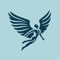 Naklejka premium vector illustration of man with wings logo