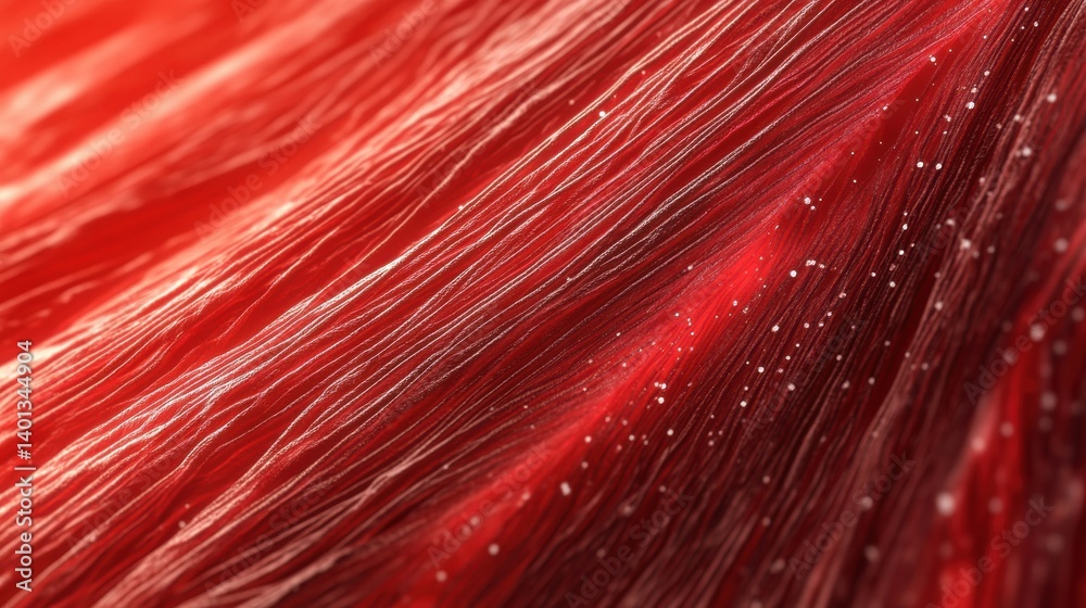 Fototapete Close-up view of red muscle fibers showcasing intricate biological structures in detailed linear arrangement