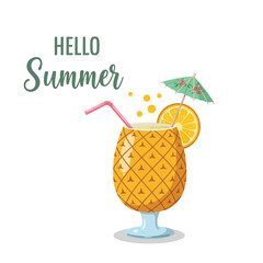 Refreshing summer cocktail served in a pineapple glass with colorful decorations and vibrant elements