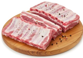 Uncooked ribs seasoned with pepper
