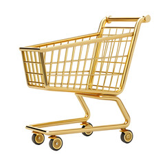 A luxurious golden shopping cart isolated on a transparent backgroundthis image is perfect for illustrating concepts of wealth luxury shopping consumerism and retail