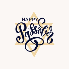 Happy Passover handwritten text isolated on white background. Modern brush calligraphy. Hand lettering typography, vector illustration for Jewish easter holiday as greeting card, poster, banner, logo