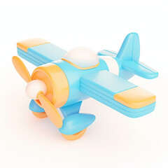 Colorful toy airplane with a sleek design and vibrant colors on a white isolated background.