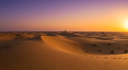 Desert Landscape with Sand Dunes at Sunset