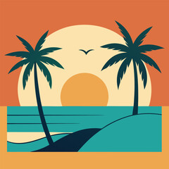 tropical beach with palm trees