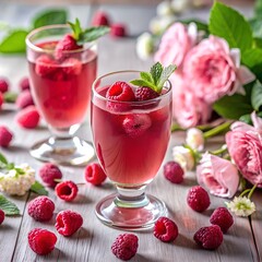  Raspberry Rose Juice in Elegant Glass Setup.