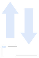 Light blue arrows pointing up and down with minimal horizontal and vertical lines and a small flag element. Ideal for navigation, comparison, direction, ranking, conflict, strategy, or