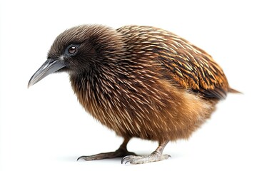 kiwi bird on isolated white background close up. high detailization.