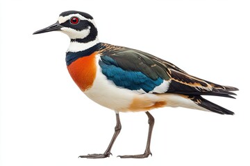 Obraz premium Lapwing on isolated white background close-up. high detailization.