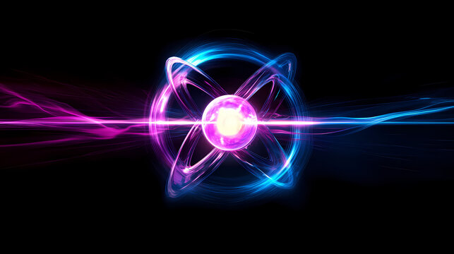 Technology background with plasma energy nuclear fusion technology plasma illustration. Neutron Edge. Illustration