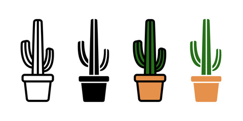Cactus icon set. for mobile concept and web design on white background