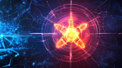 Technology background with plasma energy nuclear fusion technology plasma illustration. Neutron Edge. Illustration