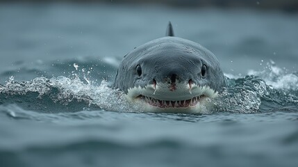 Obraz premium Great White Shark Encounter: A Majestic Ocean Predator
