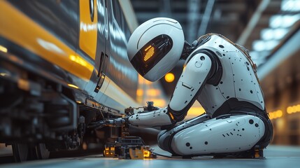 Autonomous Robotic Technician Fixing a High-Speed Train Undercarriage