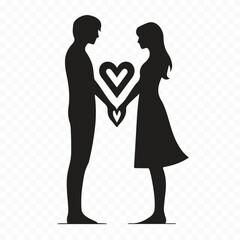 Passionate love silhouette of intertwined emotion