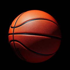 Close-up of basketball on pure black background, element, competition, item