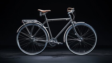 Fototapeta premium A classic bicycle displayed against a dark background, showcasing its sleek design.