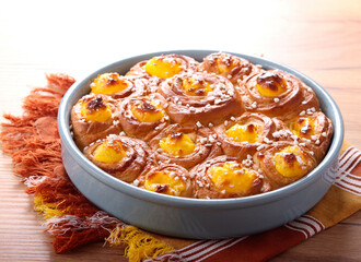 butterkaka or systerkaka - pastry composed of rolled buns with filling
