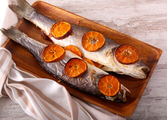 sea bass fish with vegetables