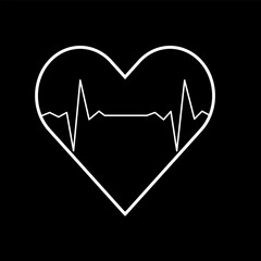 Heart outline with heartbeat line inside.