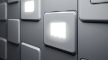 A close-up view of illuminated buttons on a sleek modern surface.