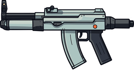 Realistic SMG 3D Submachine Gun PNG