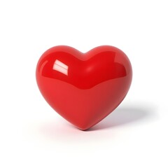 3d Shiny  Red Heart on White Background