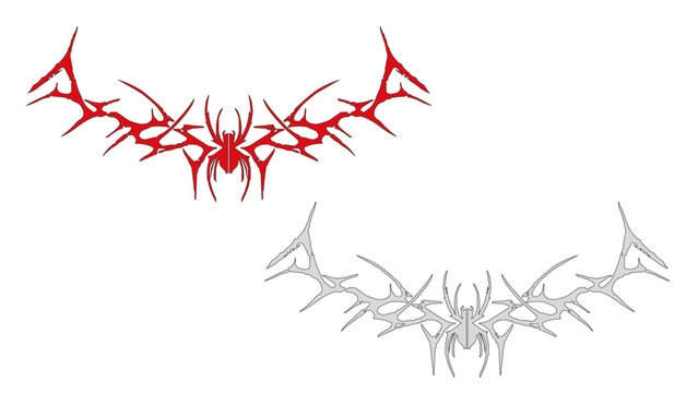 spider vector drawing sticker red label red poisonous spider man drawing, vector